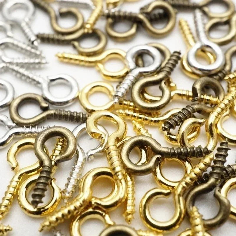 300pcs Small Tiny Mini Eye Pins Eyepins Hooks Eyelets Screw Threaded Stainless Steel Clasps Hook Jewelry Findings For Making DIY
