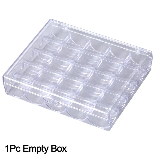25 Grid Clear Empty Bobbins Storage Box Or 25 Pcs Sewing Bobbins Spools With Box For DIY Household Sewing Machine Accessories