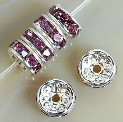 100Pcs 4/6/8/10mm Metal Crystal Beads Rhinestone Rondelle Spacer Beads For Jewelry Making Bracelet  Necklace DIY Accessories