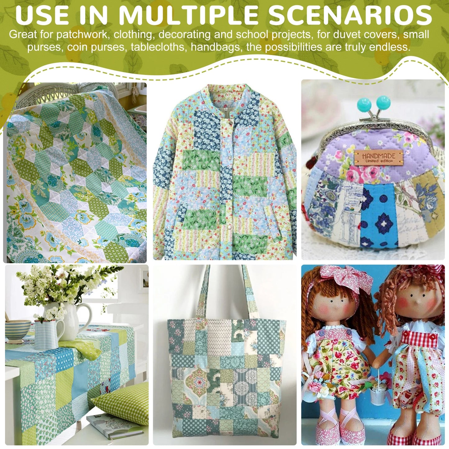 70pcs 25x25cm Cotton Fabric Square Quilting Fabrics Precut Printed Patchwork for DIY Crafts Material Information