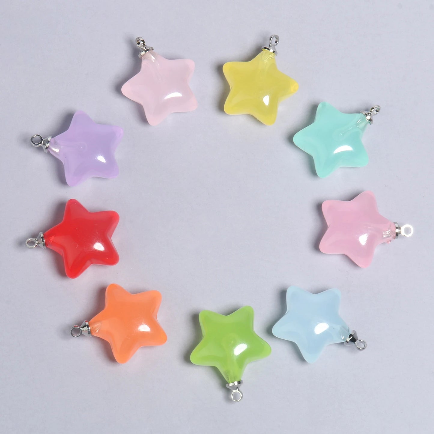 Colorful Star Charms Resin Candy Color Pendants Keychain Handmade Necklace Bracelet Jewelry Making DIY Craft Accessories 10pcs