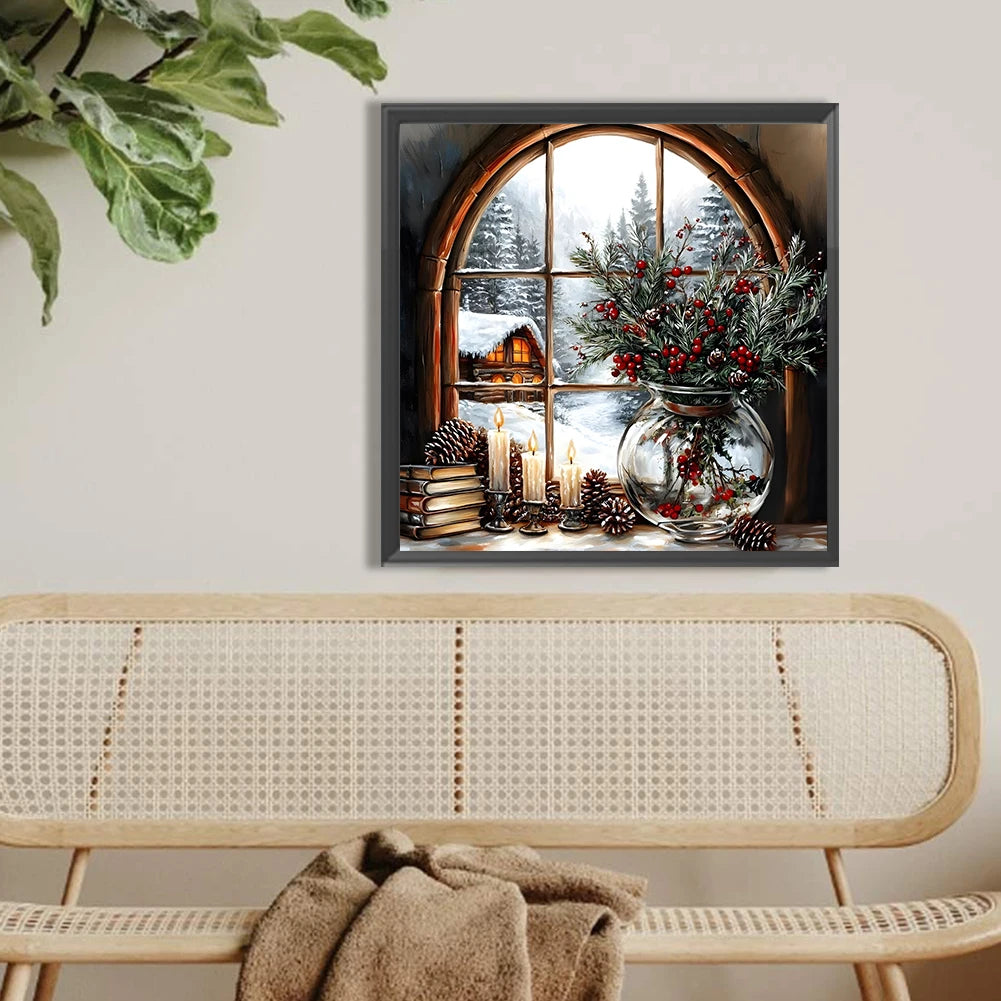 Diamond Painting DIY Rhinestone Xmas Snow View Kit Picture 5D Full Round Drill Mosaic Embroidery Wall Decor Unique Gift No Frame