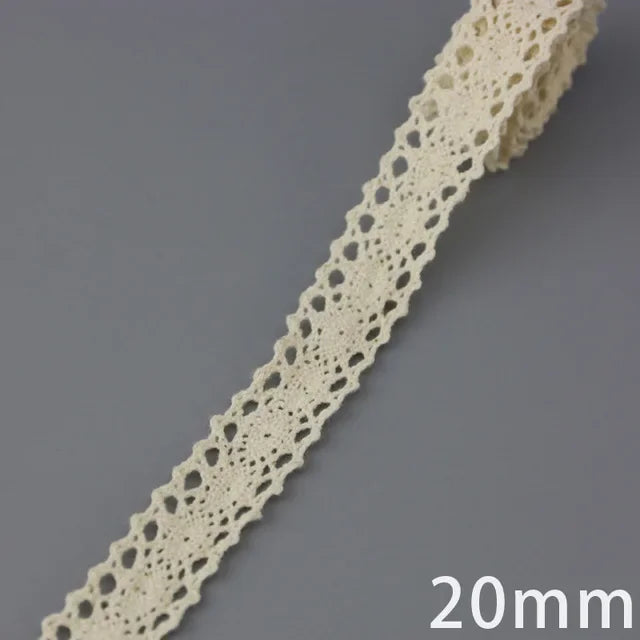 Cotton Lace Ribbon Beige DIY Handmade Wedding Party Craft Gift Packing Patchwork Crocheted Lace (5 meters/lot)