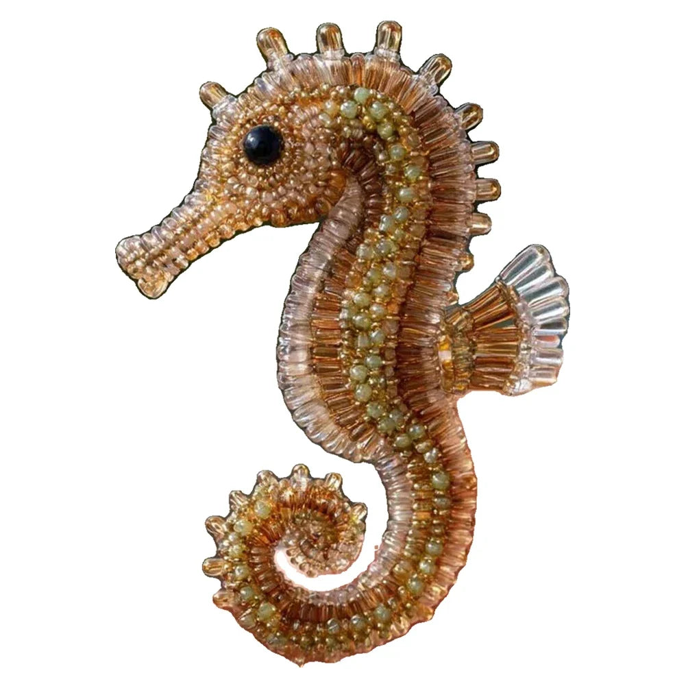 Ocean Beadwork DIY Kit Material Package Ocean-Themed Bead Embroider Suit Wear Resist Cute Ocean Animals Embroidery for Beginners
