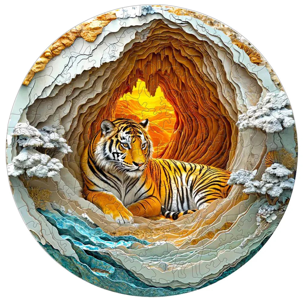 Animal Puzzle Wood Tiger Sailboat Cat Wooden Puzzles Medium Difficulty Jigsaws for Kids Adult Holiday Gifts Home Deco