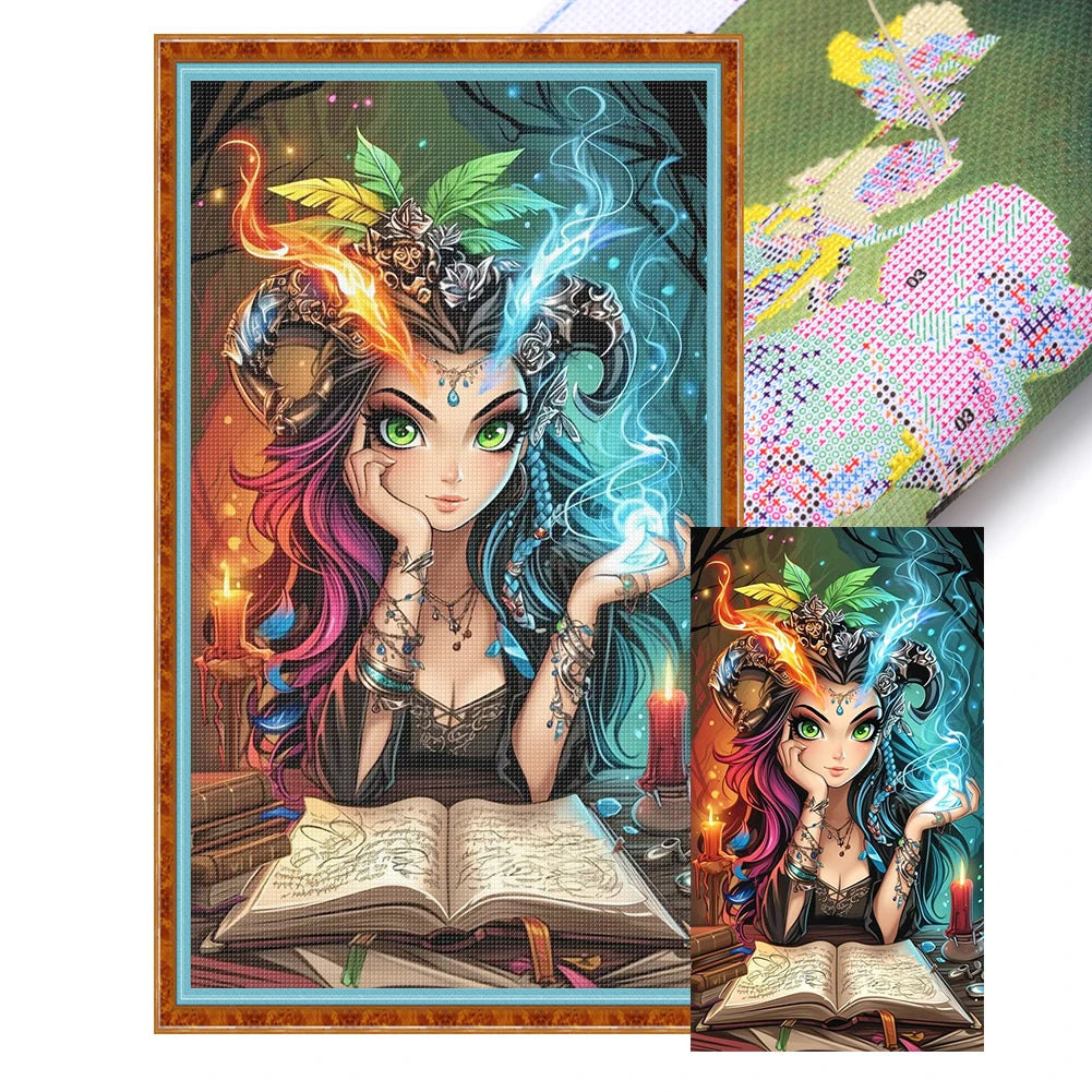 Full Embroidery Eco-cotton Thread 11CT Printed Girl Cross Stitch Kit Art