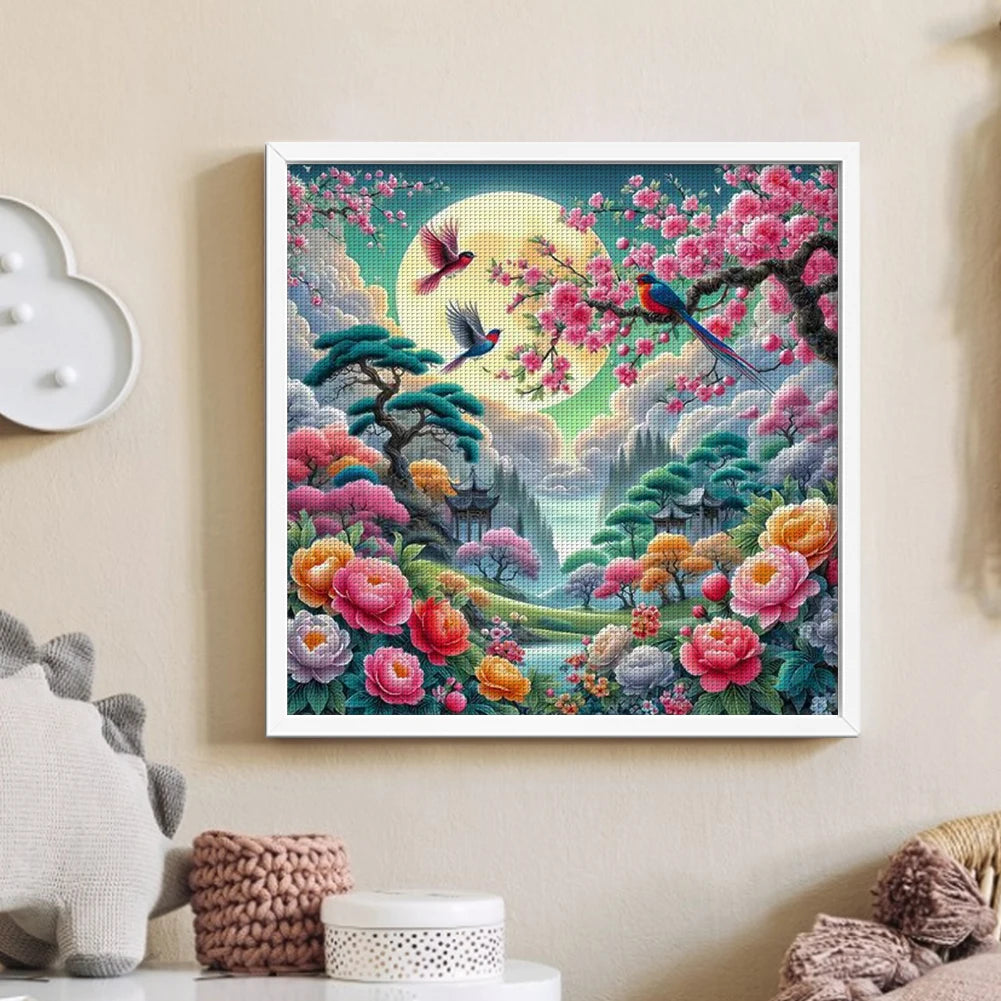 Full Embroidery cotton Thread 9CT Printed Spring Cross Stitch Kit 75x75cm