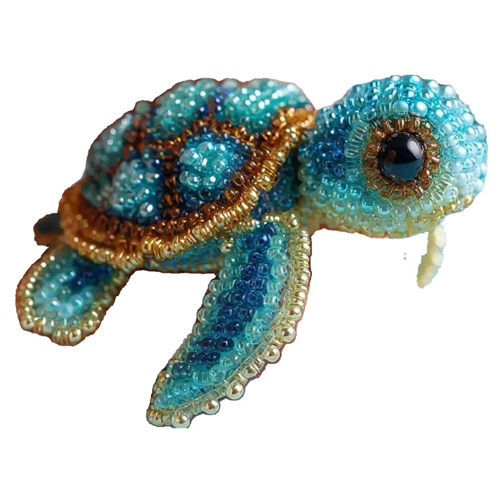Ocean Beadwork DIY Kit Material Package Ocean-Themed Bead Embroider Suit Wear Resist Cute Ocean Animals Embroidery for Beginners