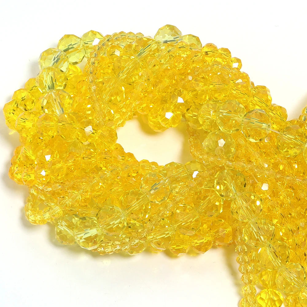 3/4/6/8/10mm Clear Color Faceted Crystal Rondelle Glass Beads Loose Spacer Abacus Beads For Jewelry Making DIY Bracelet Necklace