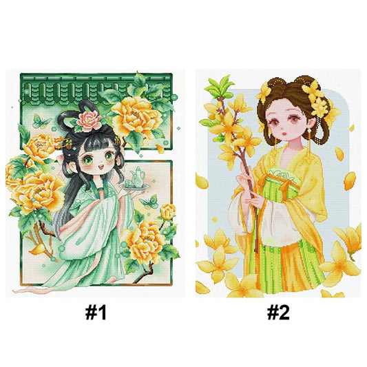 Full Embroidery cotton Thread 11CT Printed Girl Cross Stitch Kit Decor