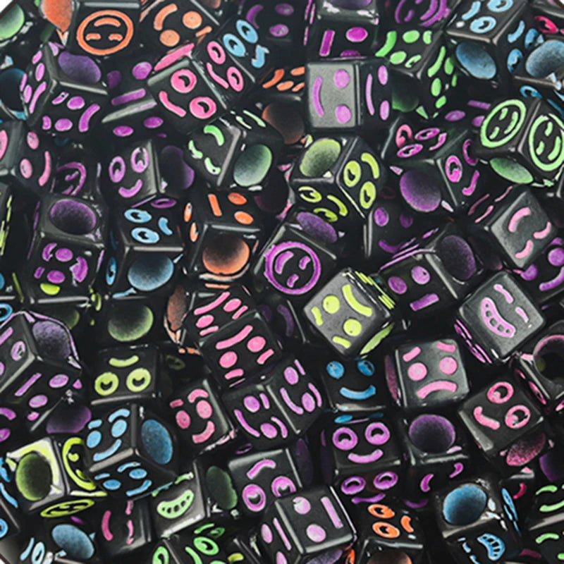 100Pcs/Lot Trendy  Acrylic Square Alphabet Beads Large Hole Letter Loose Spacer Bead Jewelry Handmade Bracelet Making Supplies