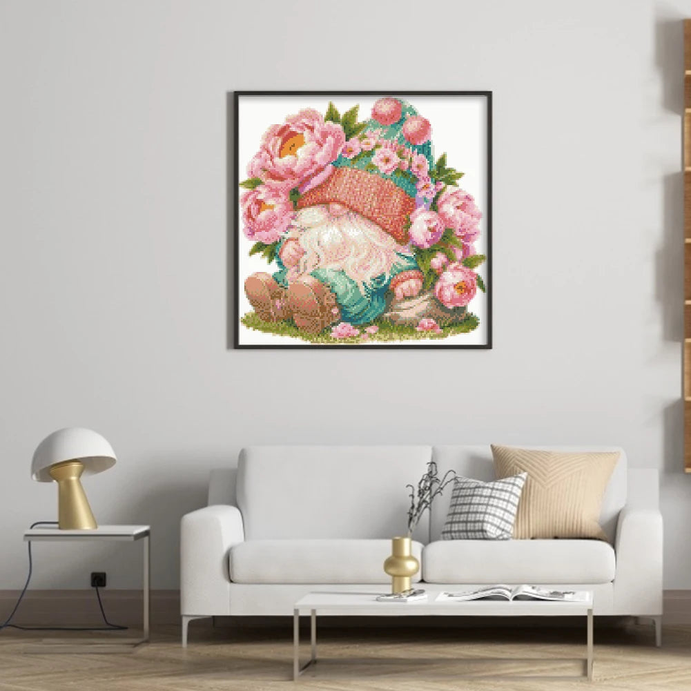 Partial Embroidery Beads Printed 9CT Gnome Cross Stitch Kit Home Decor