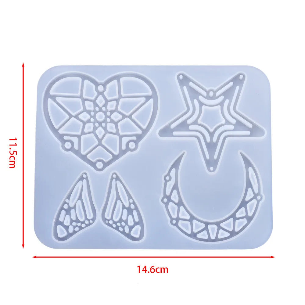 Earring Pendant Silicone Mold Epoxy Resin Jewelry Making Molds Heart Leaves Moon DIY Charms Pendant Mould Creative Jewelry Craft
