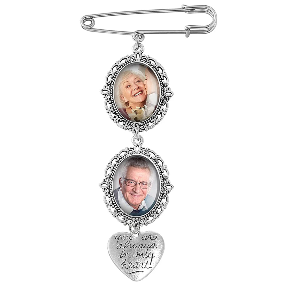 Cabochon Pendants Brooch Pin Wedding Bouquet Photo Charms for Bridal Wedding Party