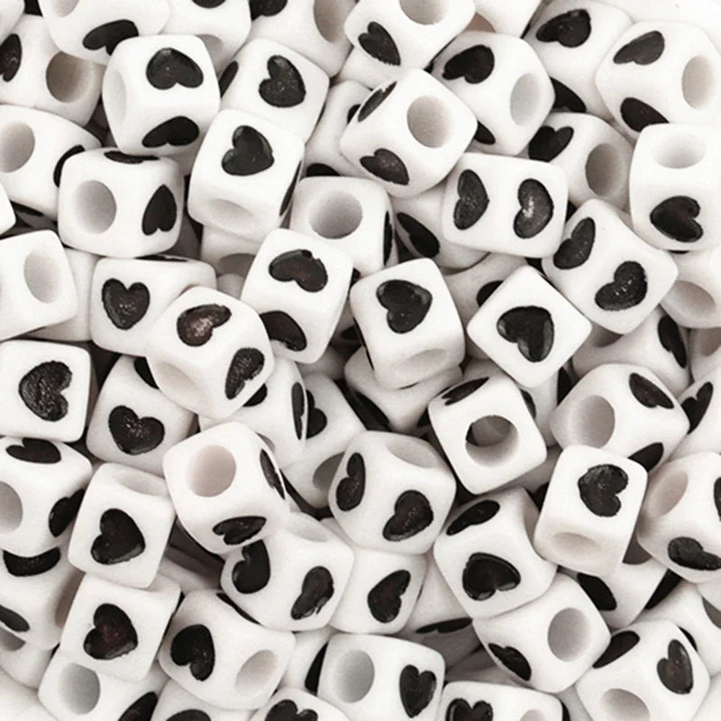 100Pcs/Lot Trendy  Acrylic Square Alphabet Beads Large Hole Letter Loose Spacer Bead Jewelry Handmade Bracelet Making Supplies