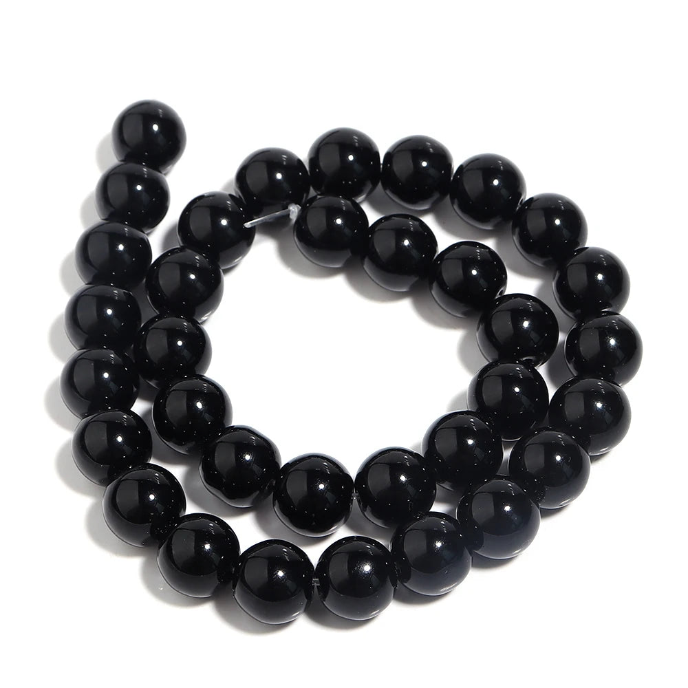 1 Strand Natural Stone Black Onyx Agate Round Loose Beads 2-20MM Pick Size For Crafts Making DIY Bracelet Necklace Accessories