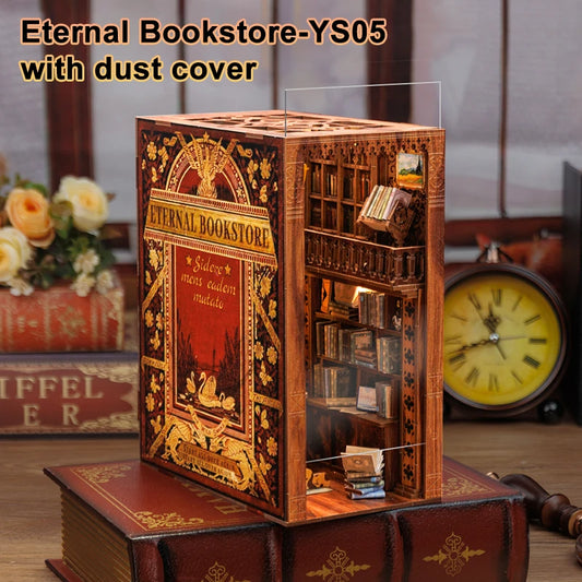 CUTEBEE Puzzle 3D DIY Book Nook Kit Eternal Bookstore Wooden Dollhouse with Light Magic Pharmacist Building Model Toys for Gifts
