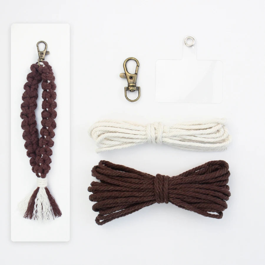 Handmade Woven Solid Flowe keychain Macrame Kit With Tutorial For Beginners Hand DIY Flowe Key Chain Phone Lanyard Pendant Craft