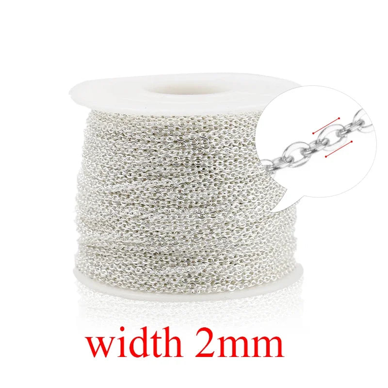 2m Stainless Steel Chain for Jewelry Making Supplies Cable Rose Gold Silver Chains Necklace for Diy Jewelry Findings Wholesale