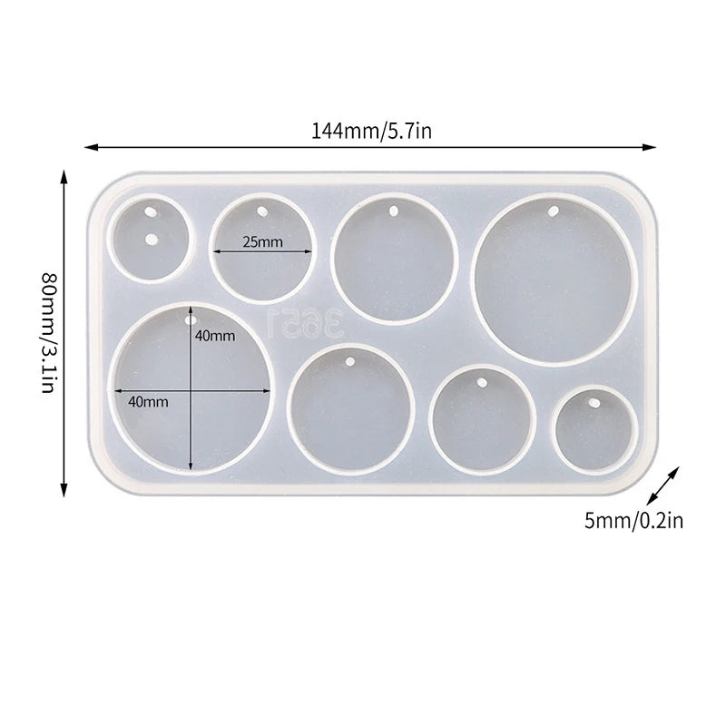 Geometric Earring Pendant Silicone Mold Round Epoxy Resin Mould For DIY Ornaments Keychain Necklace Charms Epoxy Resin Crafts