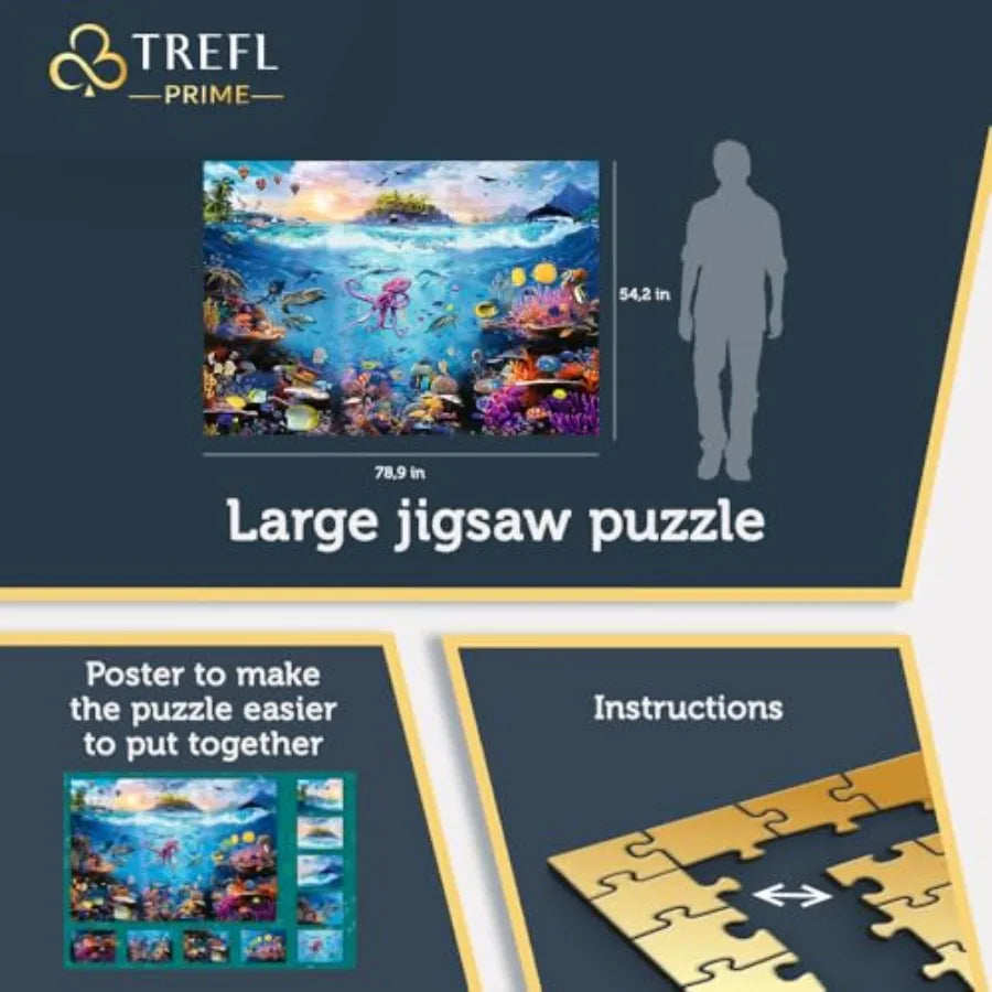 Dive into Underwater Paradise 13500 Jigsaw Puzzle Prime 78"x54" Large Jigsaw, Thick Cardboard, Colorful Ocean Bottom, Creative F