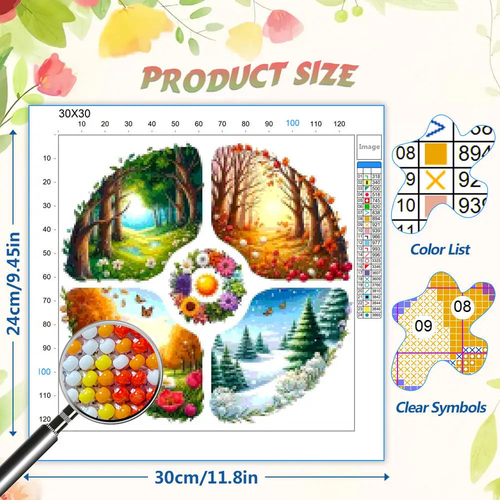 DIY Beads Embroidery Four Seasons 11CT Printed Canvas Cross Stitch Kit Landscape Scenery Complete Handmade Craft Set Home Decor
