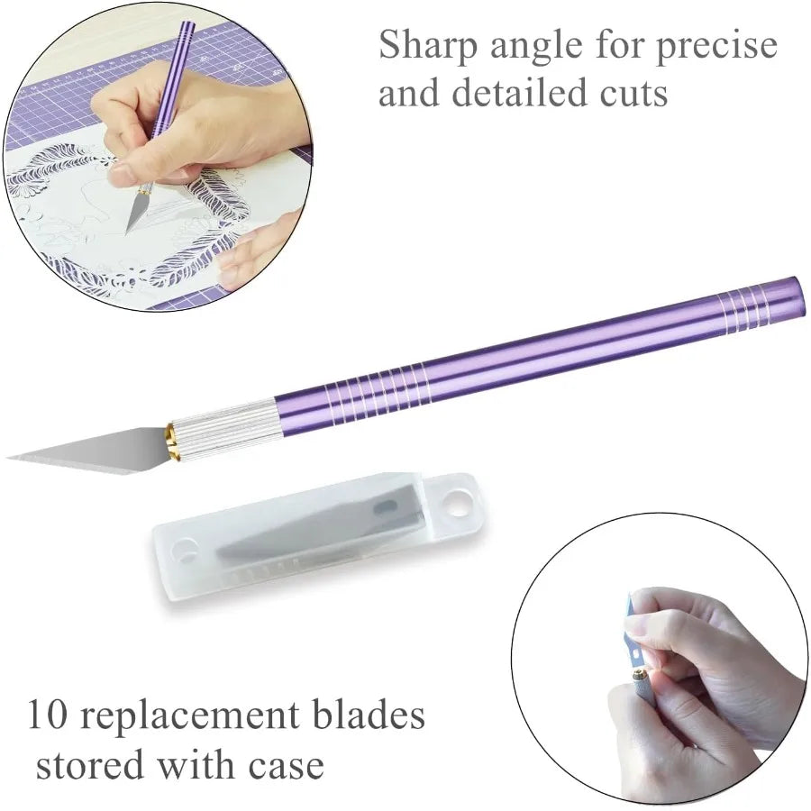 Headley Tools 39 Pcs Rotary Cutter Set - Quilting Kit with 45mm Fabric Cutter 5 Extra Blades A4 Cutting Mat 2 Craft Knife Set S