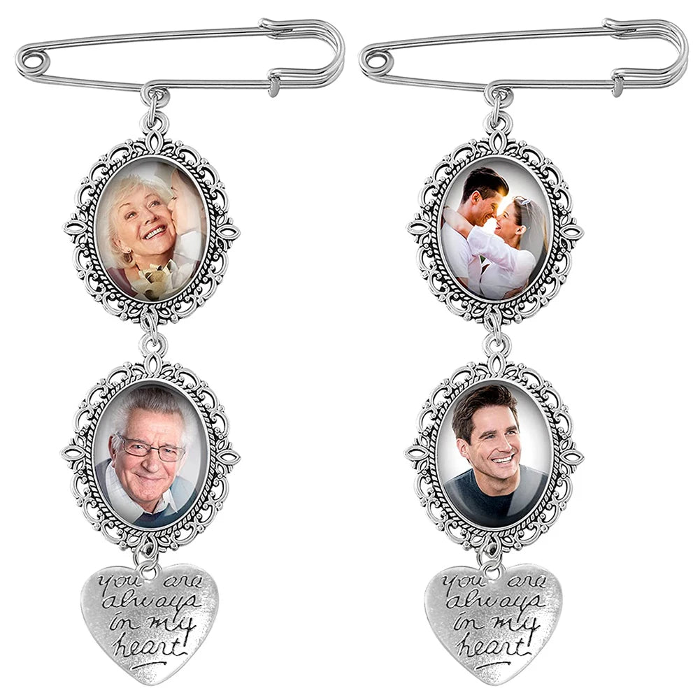 Cabochon Pendants Brooch Pin Wedding Bouquet Photo Charms for Bridal Wedding Party