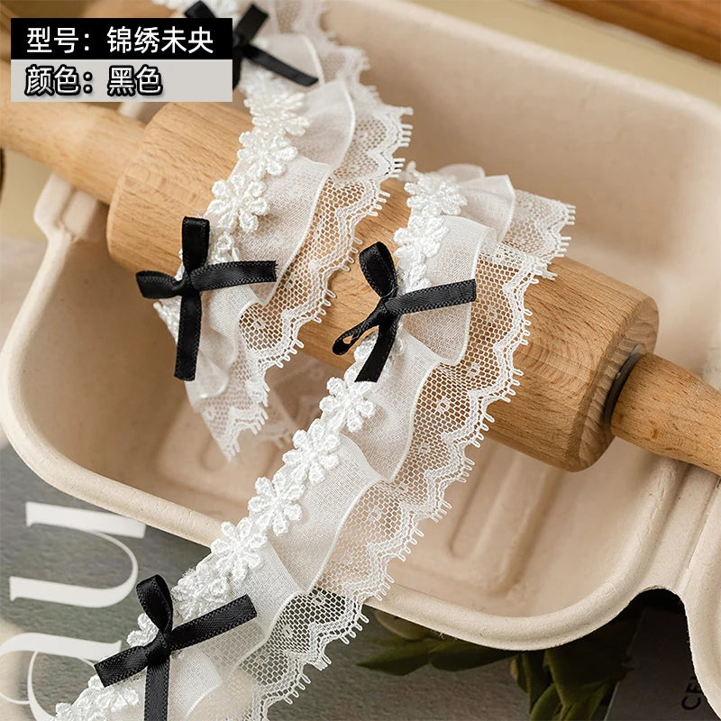2Meters Bow Decorative Lace Trim Ribbons For Crafts Party Dress Sewing Diy Supplies Handmade Fabric Gift Wrapping Trimming Black