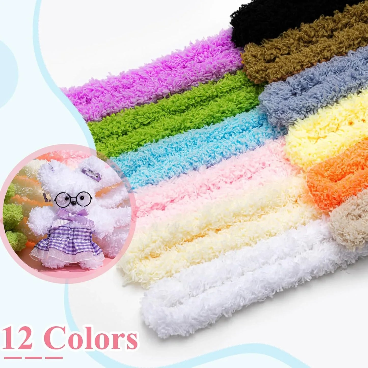 12 Pcs 39 Inches Jumbo Colorful Pipe Cleaners Bulk Coral Fleece Fur Thick Pipe Cleaners Chenille Stems Craft Supplies Gifts