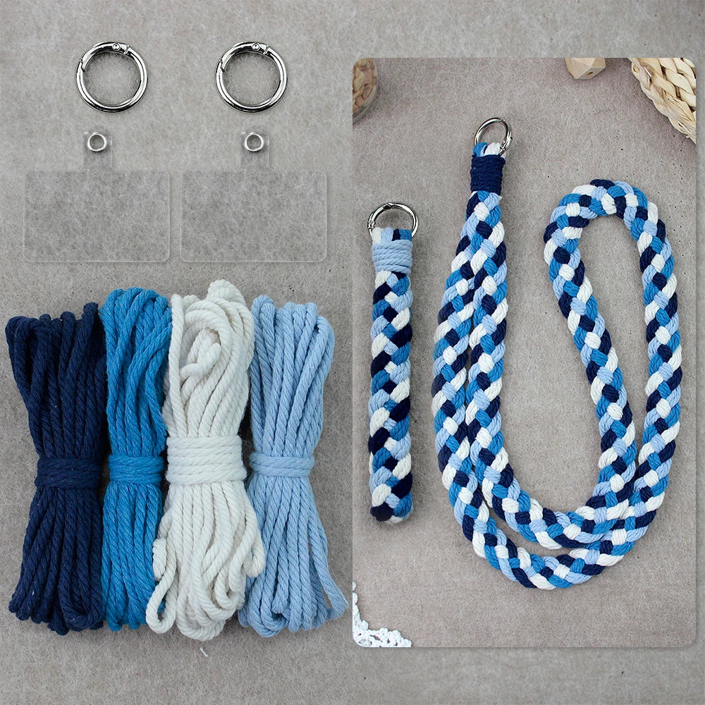 2pcs Handicrafts Lanyard Combo Material Kit DIY Wrist Strap Keychain Mobile Phone Lanyard Macrame Kit With Tutorial For Beginner