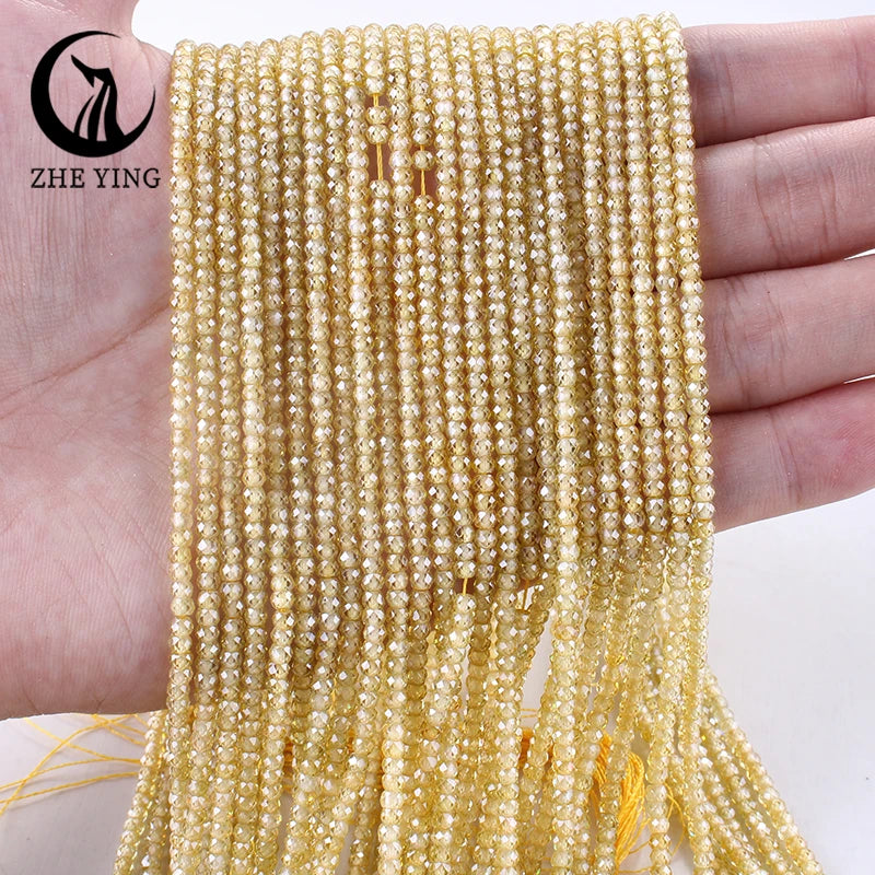 2x3mm Faceted Zircon Beads Loose Beads Gemstone Mix Color Cubic Zirconia Stone Beads for Jewelry Making DIY Accessory