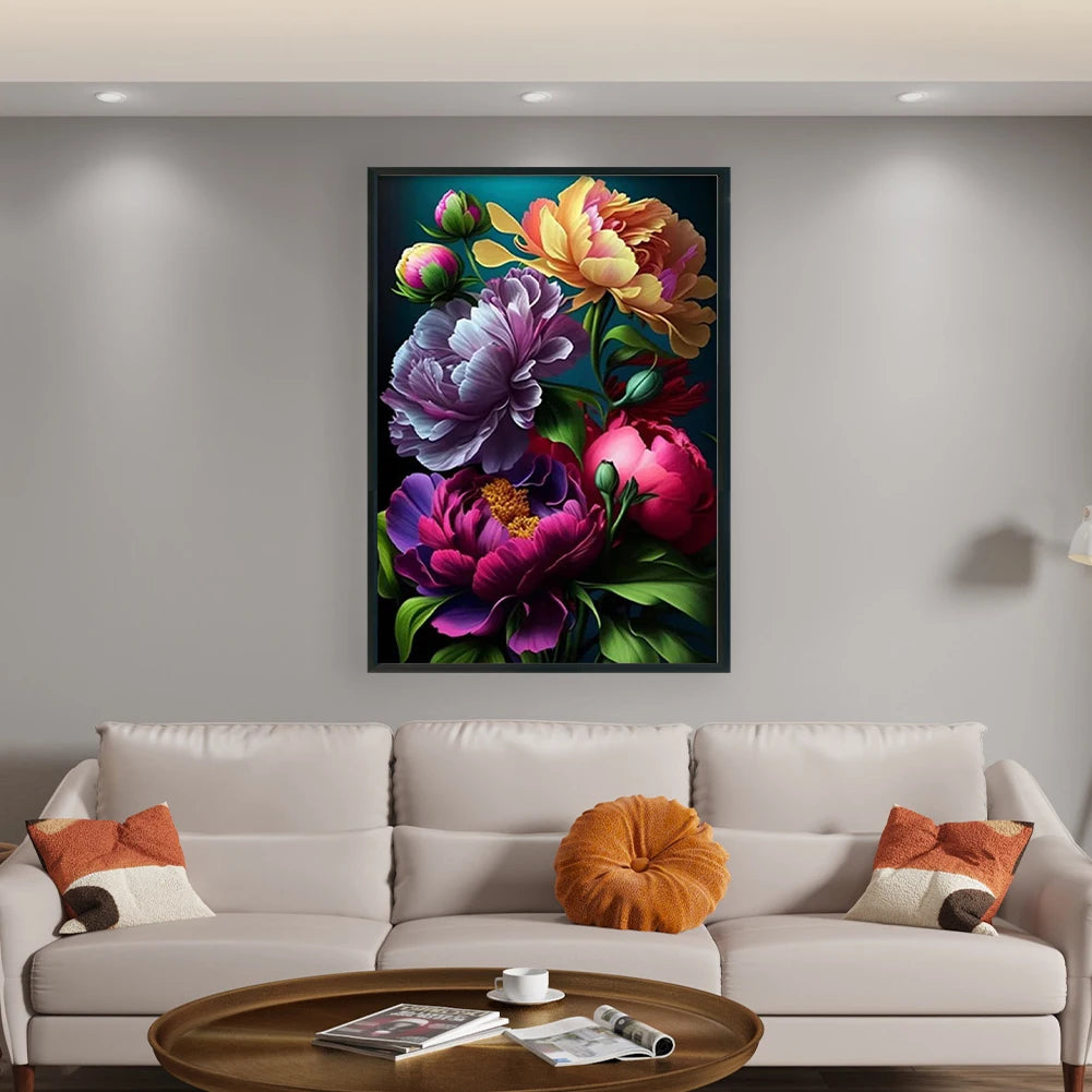 Full Embroidery Beads Printed 9CT Flower Cross Stitch Kit Home Art Decor50x69cm