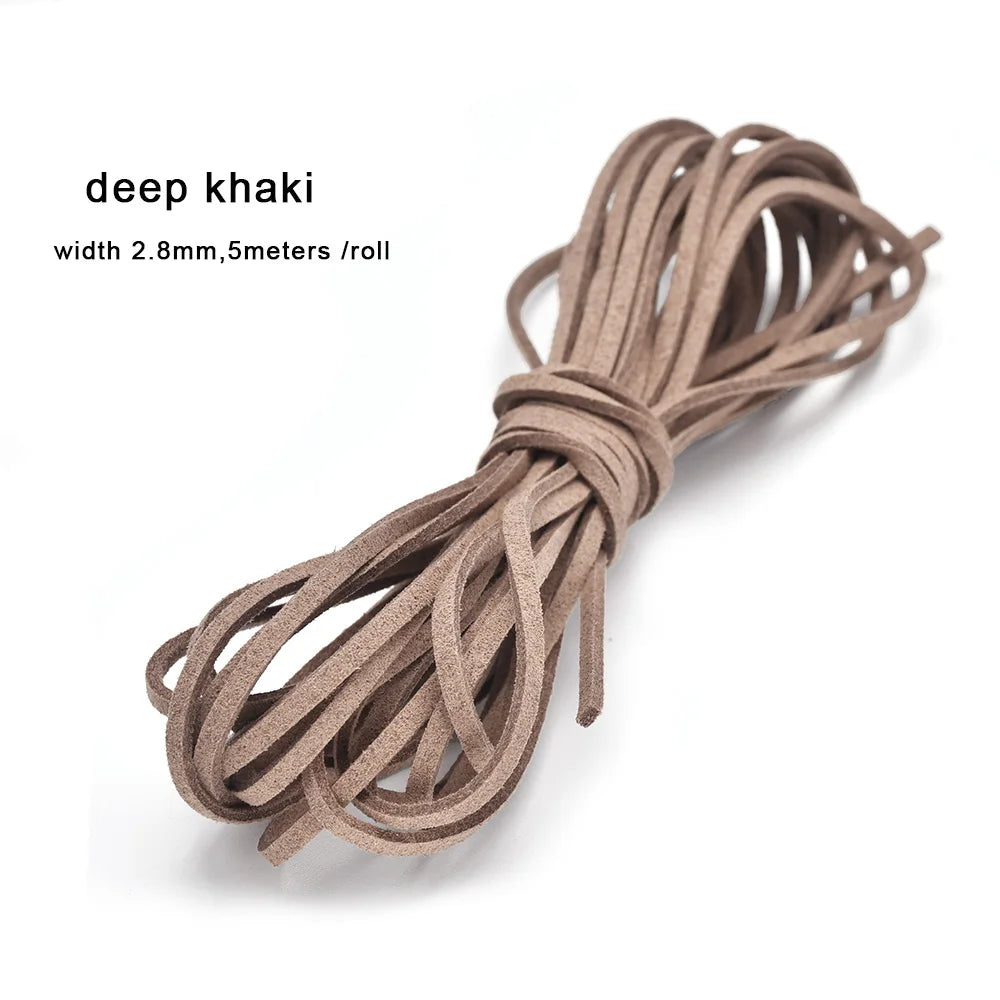 3MM 5M Micro-Fiber Flat Leather Lace Beading Thread Faux Suede Cord String Velvet Beading Supplies