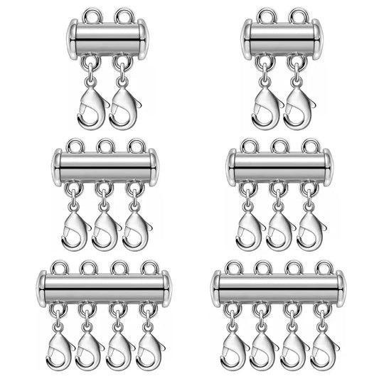 2pcs 2/3/4/5 Multi Strand Necklace Layer Lobster Clasp Slide Magnet Tube Connector Locks for Bracelet Jewelry Making Accessories