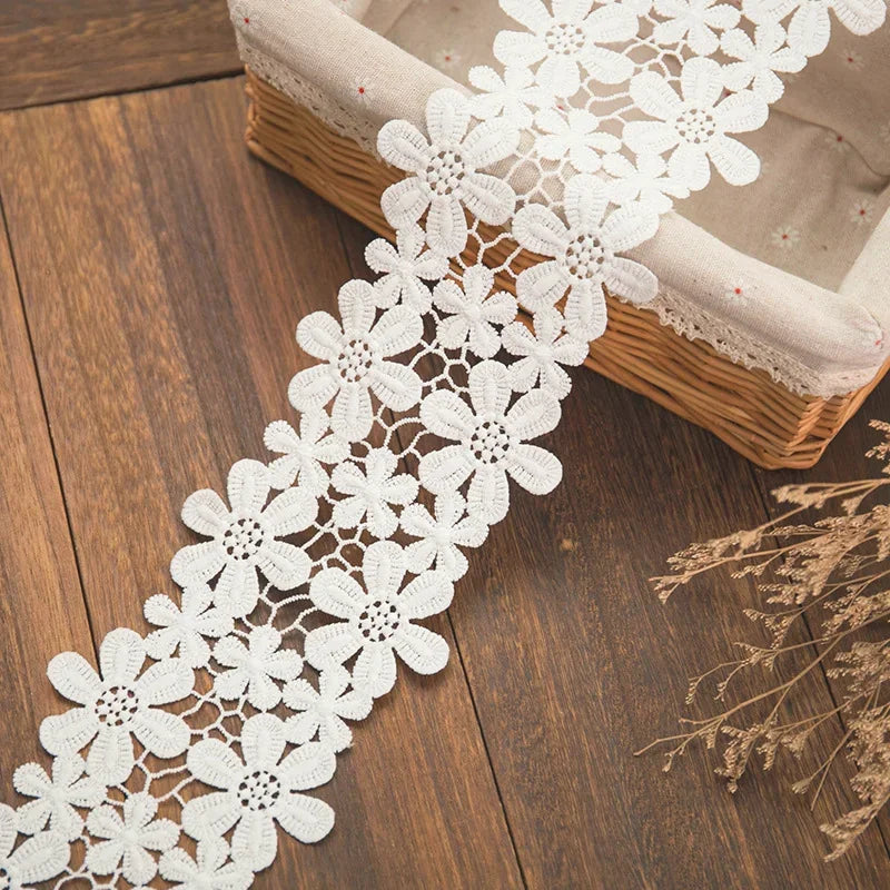 2Yards Exquisite Lace Cotton Embroidery Ribbon Lace Trim Skirt Sewing Accessories Clothing Decorative Materials High Quality