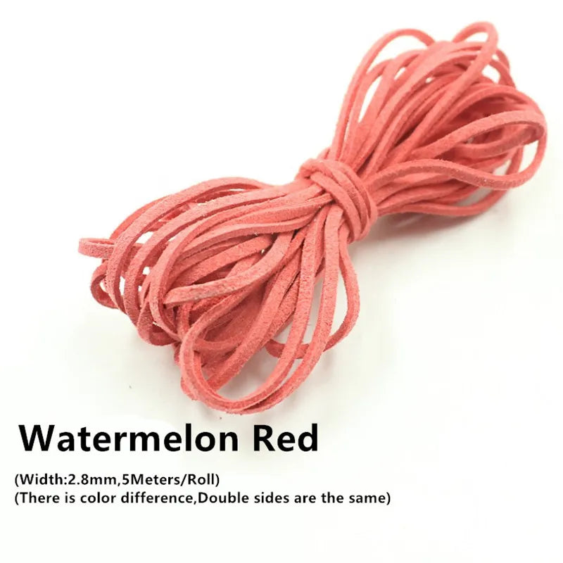 3MM 5M Micro-Fiber Flat Leather Lace Beading Thread Faux Suede Cord String Velvet Beading Supplies