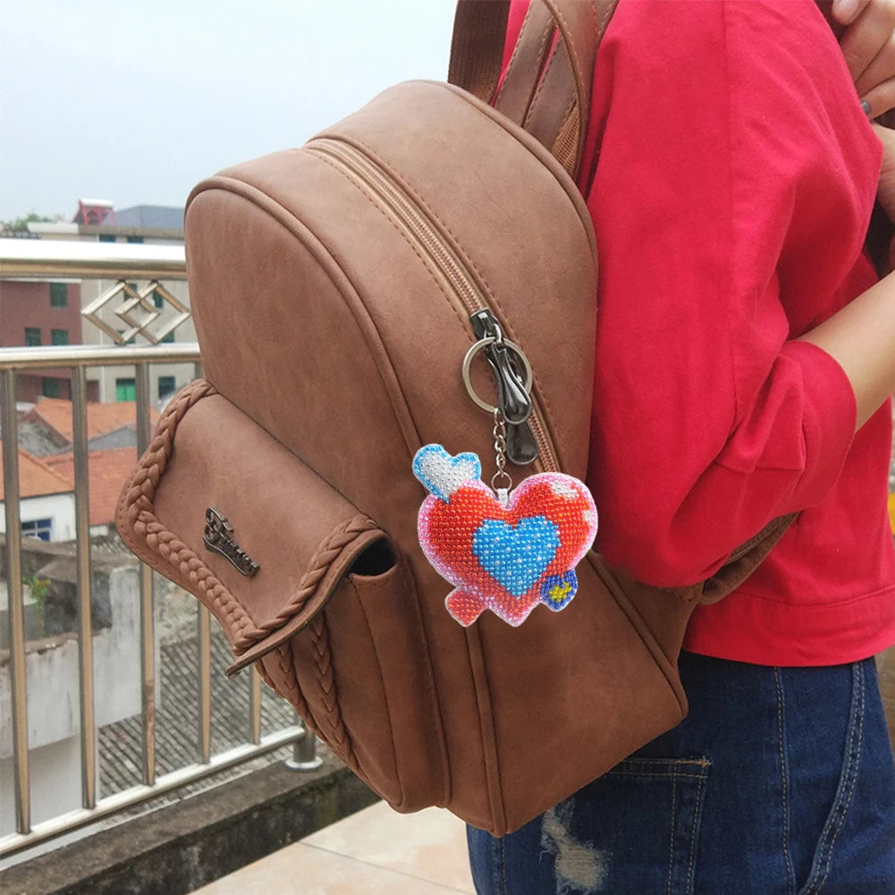 Animal Heart Lollipop Mosaic Beads Embroidery Keyrings Art Handmade Beads Cross Stitch Keyring Kit Gift for Friends