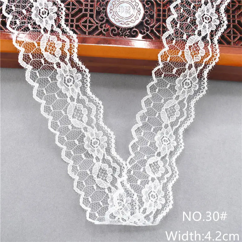 Best Selling 10yards 38kinds Color  White Lace Ribbon Woven Band French African Lace Wedding Fabric DIY Clothing/gift Wrapping
