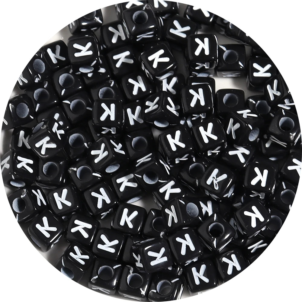 4.5/10mm Charm Square Black Letter Acrylic Beads Cube Loose Spacer Alphabet Beads For Jewelry Making Diy Handmade Supplies