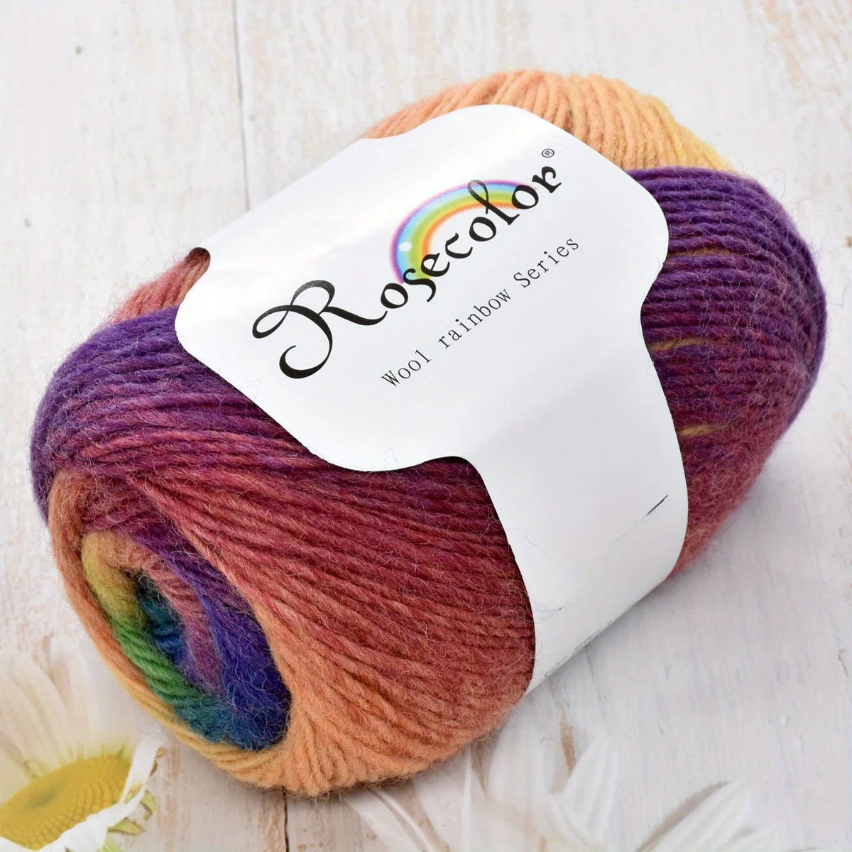 6pcs 100% Wool Yarn Rainbow Crochet Yarn Knitting Crocheting Scarf Hand-Woven Knitted Soft Cashmere Woolen Yarn for 1.76oz/pc