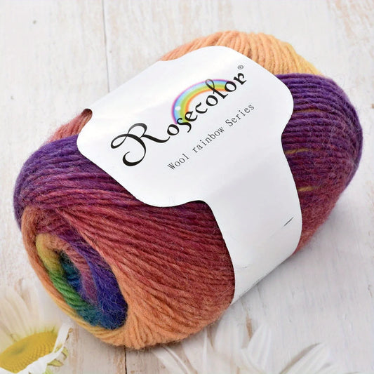 6pcs 100% Wool Yarn Rainbow Crochet Yarn Knitting Crocheting Scarf Hand-Woven Knitted Soft Cashmere Woolen Yarn for 1.76oz/pc