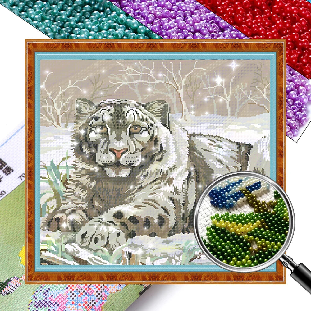 Full Embroidery Beads Printed 9CT Animal Cross Stitch Kit Home Art Craft Bead Embroidery Wall Hanging for New Year Gift