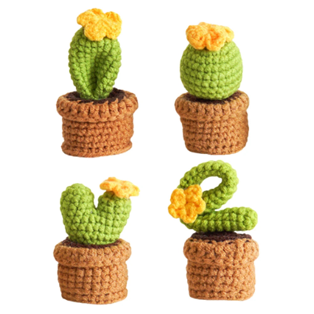 4Pcs Potted Plants Crochet Starter Kit DIY Crochet Set with Step-by-Step Video Tutorials for Beginners Adults