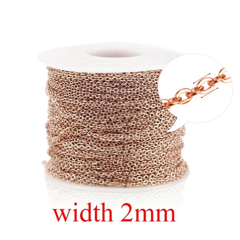 2m Stainless Steel Chain for Jewelry Making Supplies Cable Rose Gold Silver Chains Necklace for Diy Jewelry Findings Wholesale