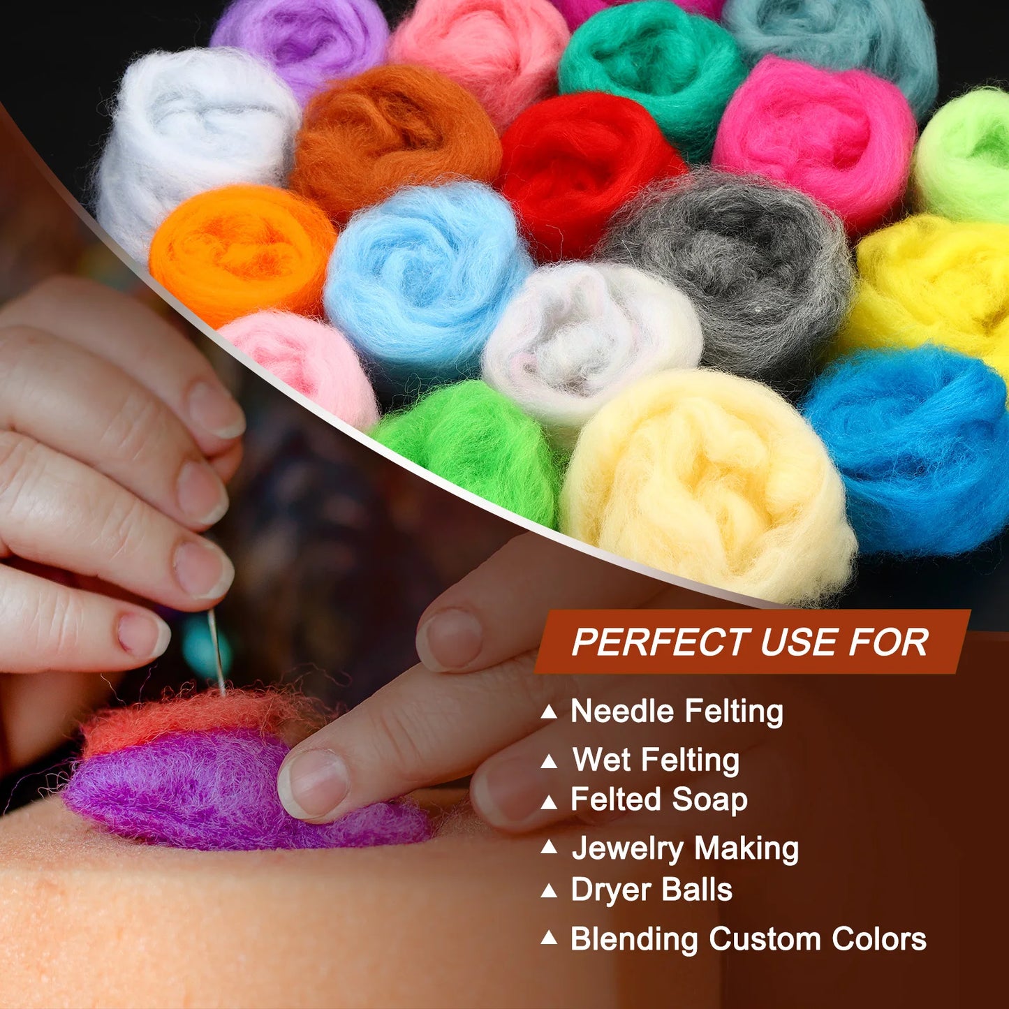 70 Colors 7.4Oz Needle Felting Wool Nature Fibre Wool Yarn Roving Needle Felting Hand for Wool Felting Yarn Supplies DIY Craft