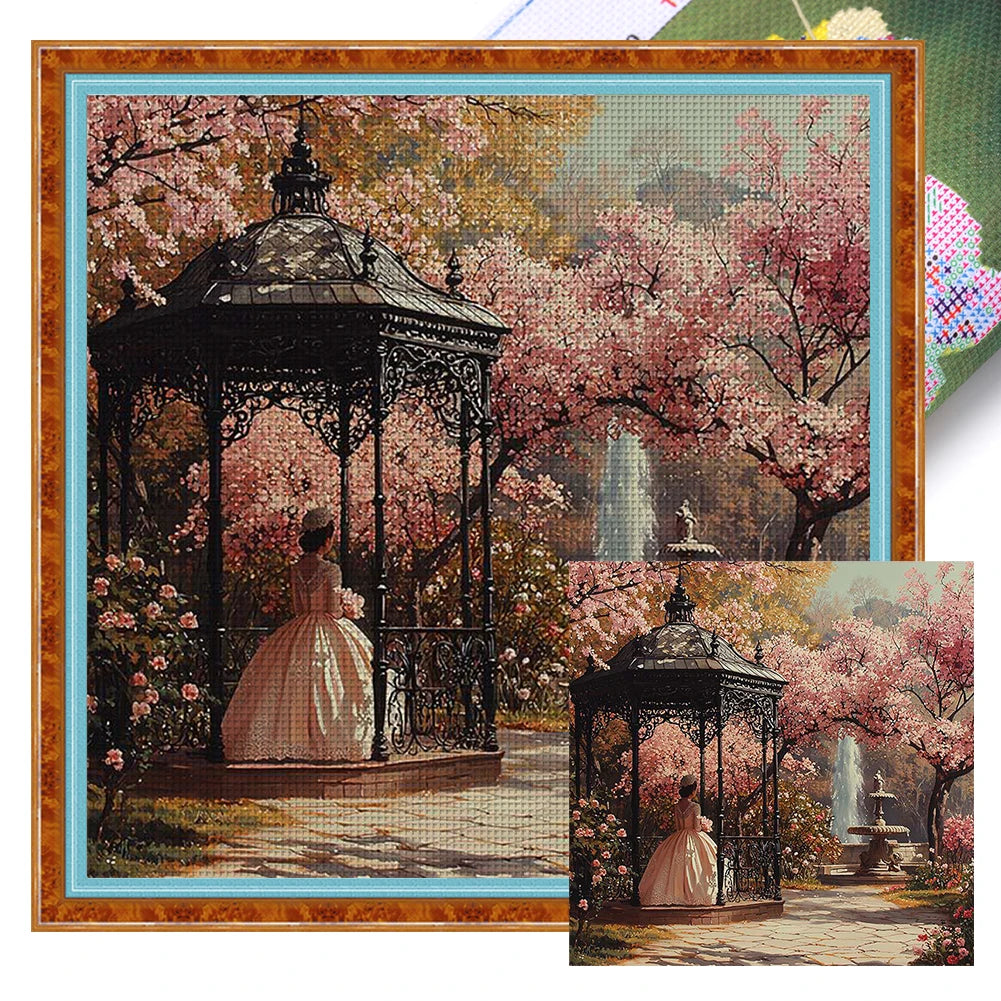Full Embroidery Eco-cotton Thread 11CT Printed Girl Cross Stitch Kit Art 50x50cm