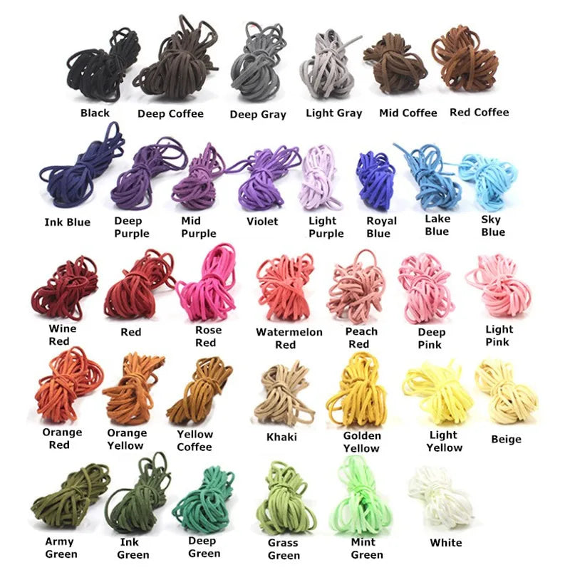 3MM 5M Micro-Fiber Flat Leather Lace Beading Thread Faux Suede Cord String Velvet Beading Supplies