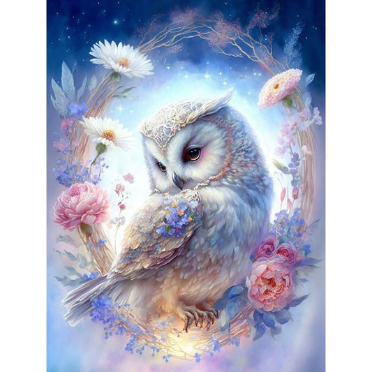 Owl 5D DIY Full Drill Round Diamond Painting Kit for Home Wall Decor 30x40cm