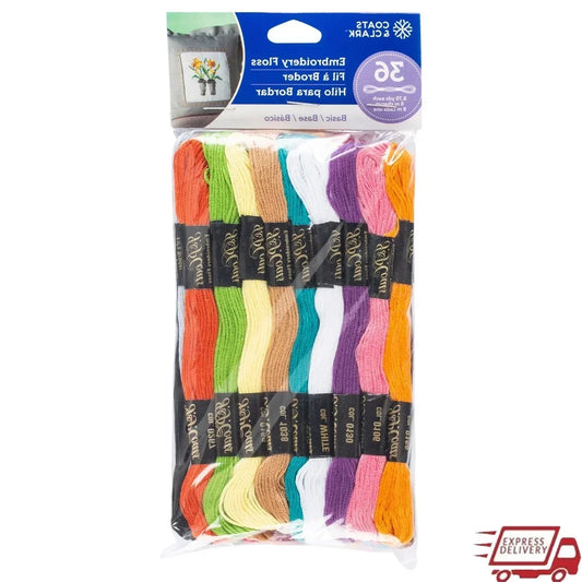 Multicolor Embroidery Floss 36 Skeins 100 Cotton Thread 8.75 Yds Cross Stitch Needlecrafts Quilting Smocking Value Pack